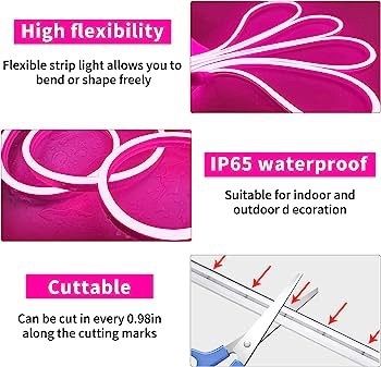 FREE EXPRESS SHIPPING Flexible LED neon Lights Strip 10M 24v RGB with Remote,APP Control, IP65 Waterproof for Bedroom,Room,Outdoors Decor