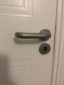 4 sets door handles on rose and escutcheons