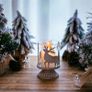 Vintage Antique Metal Pillar Candle Holders Set of 2, Distressed Hurricane Candlestick Candle Holders Prefer Centerpieces for Christmas Table Mantle Fireplace Decoration, Deer Image 3