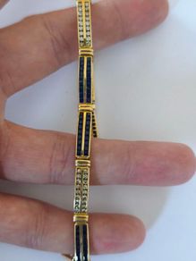 18k / ct Gold Tennis Bracelet / Bangle Diamond Sapphire