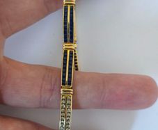 18k / ct Gold Tennis Bracelet / Bangle Diamond Sapphire
