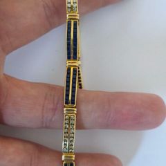 18k / ct Gold Tennis Bracelet / Bangle Diamond Sapphire