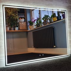 LED Bathroom Mirror Antifog Demister 140x100cm Touch Switch Cold Light