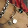 silver Alex and ani bracelet with emerald stone Image 4