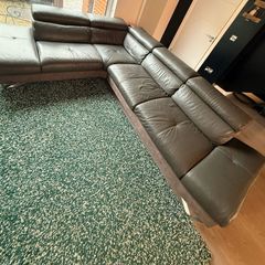 Miro Grey Leather L shape Sofa