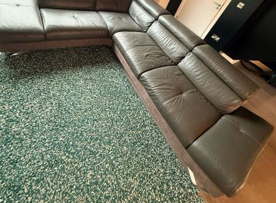 Miro Grey Leather L shape Sofa