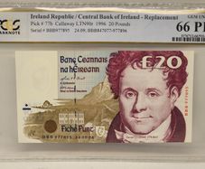 Ireland 1996 20 Pounds Banknote Note Replacement O'Connell PCGS Gem Unc 66PPQ