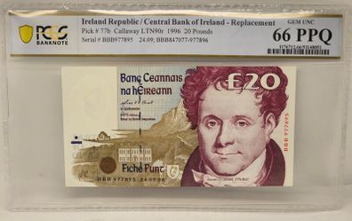 Ireland 1996 20 Pounds Banknote Note Replacement O'Connell PCGS Gem Unc 66PPQ