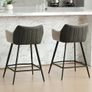 Breakfast Bar Stools Set of 2 Bar Chairs Upholstered Counter Stools with Armrest & Footrest, Modern Counter Chairs for Kitchen Island/Home Bar, Gray Image 7