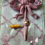 Large 13cm high x 10cm width metal bow hook in bubblegum pink with gold detail Image 5