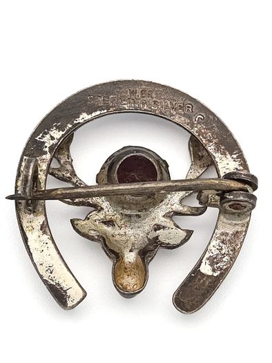 Vintage 925 Sterling Silver Ward Bros Stag & Horseshoe Brooch