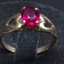 Vintage 14ct Gold Red Stone Ring Size 55 Dublin Hallmarked Image 2