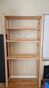 Wide Wood Shelf Unit with metal reinforcement
