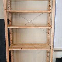 Wide Wood Shelf Unit with metal reinforcement
