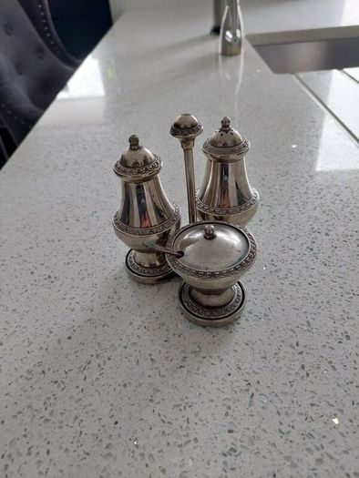 silver plated salt and pepper set
