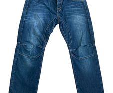 Diesel Men's Relaxed Wide Leg Washed Indigo Blue Jeans 36 32