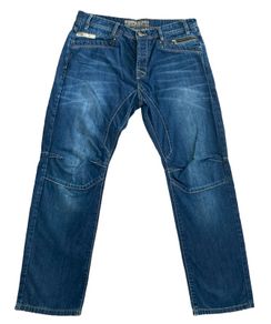 Diesel Men's Relaxed Wide Leg Washed Indigo Blue Jeans 36 32