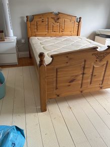 wooden double bed