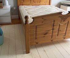 wooden double bed