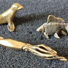 3 brass animals. Solid brass.