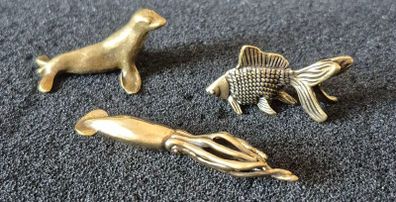 3 brass animals. Solid brass.