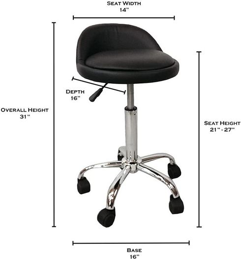 Black Adjustable Swivel Rolling Cushion Tattoo Massage Hydraulic Salon Stool with Back,5 Wheels (FREE POSTAGE)