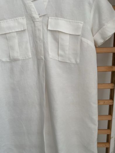 dress bnwt H&M white linen dress oversized uk 6 fit 8/10 shirt dress