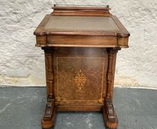 Victorian Burr Walnut Davenport Writing Desk.
