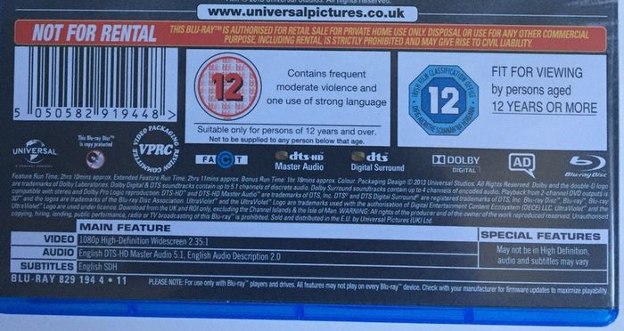 Fast & Furious 6 [2013] Paul Walker, Vin Diesel, Dwayne Johnson, Michelle Rodriguez, Jordana Brewster, Tyrese Gibson, Chris Bridges, Sung Kang, Luke Evans, Gina Carano [Blu-ray Movie]