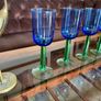 Vintage Scandinavian Blue Green Stem Champagne Wine Glasses Set of 5 Image 7
