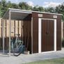 Garden Shed, Outdoor Storage Shed with Extended Roof, Tool Shed for Lawn Garage Yard, Metal Garden Storage Unit, Brown Steel Image 2