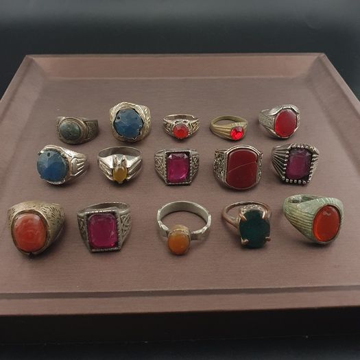Collectible Antique Brass Rings 15 Mixed Vintage Handmade Designs