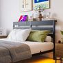 Double 4ft6 Floating Bed Frame with LED Lights, Metal Platform Bed Frame with USB Charging Station Double Size, No Box Spring Needed, Metal Slat Support, Noise Free, Black Image 6
