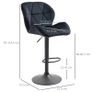 2-Piece Bar Stools Swivel Bar Chairs with Backrest Adjustable Height Bistro Stools Counter Stools Velvet Touch Armless Foam Black 51.5x57.5x93-114.5 cm Image 2