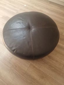 brown leather footstool