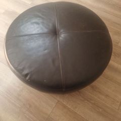 brown leather footstool