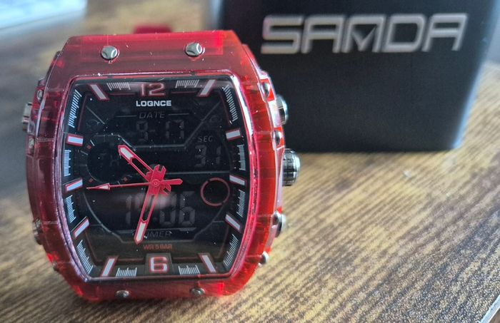 Sanda Lognce analogue-digital sports watch - red