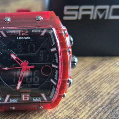 Sanda Lognce analogue-digital sports watch - red