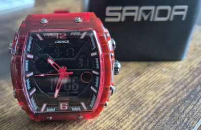 Sanda Lognce analogue-digital sports watch - red