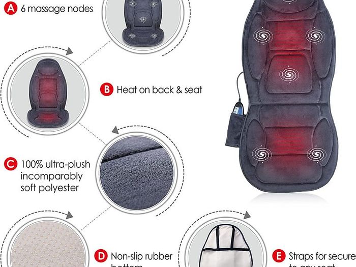 Vibration Massage Chair with Heat - 6 Vibrating Massage Motors, 3 Heat Levels, Back Massager, Massage Seat Cushion, Massage Chair Pad for Home Office use