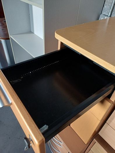 Wooden 3 Drawer Pedestal - Silver Handles