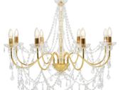 Chandelier with Beads Golden 8 x E14 Bulbs