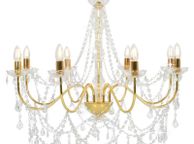 main image for ad Chandelier with Beads Golden 8 x E14 Bulbs
