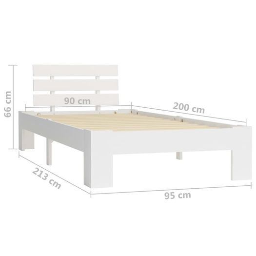 Bed Frame White Solid Pine Wood 90x200 cm