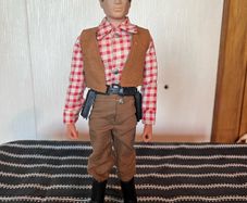 Vintage Action Man cowboy uniform and flocked hair figure