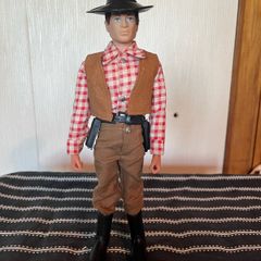 Vintage Action Man cowboy uniform and flocked hair figure