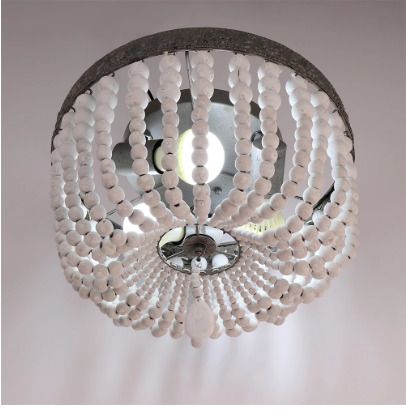BRAND NEW Antique lime white round wooden beads living room bedroom dining cafe ceiling light