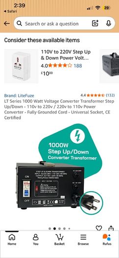 LiteFuze LT1000 1000W StepUp StepDown Voltage Transformer