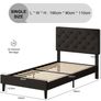 Single Bed Frame, 90 x 190 cm, with Adjustable Upholstered Headboard, Heavy Duty 256kg Weight Capacity, Easy Assembly, No Box Spring Needed, Grey Image 9