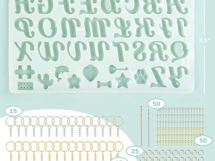 182Pcs Silicone Alphabet Resin Molds Kit, Letter Silicone Mould for Crafts Epoxy Resin Casting Molds Keychain Making Set, DIY Letter Keychain Pendant Hanging Ornaments Jewelry Resin Moulds (FREE POSTAGE)